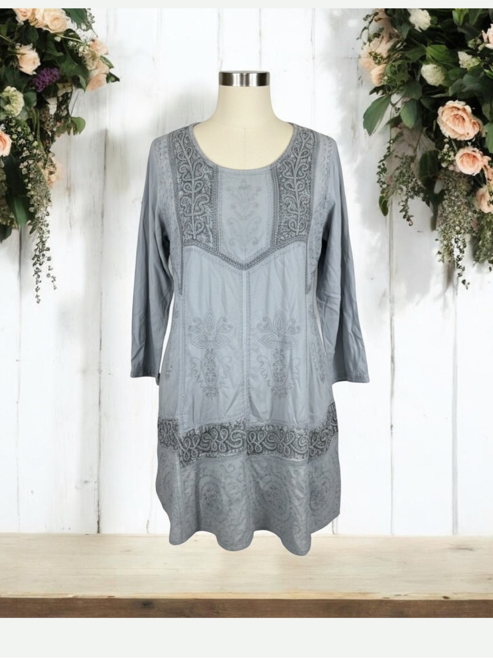 Holy Clothing Renaissance
Boho Embroidered Long Sleeve
Tunic Dress L blue NWOT